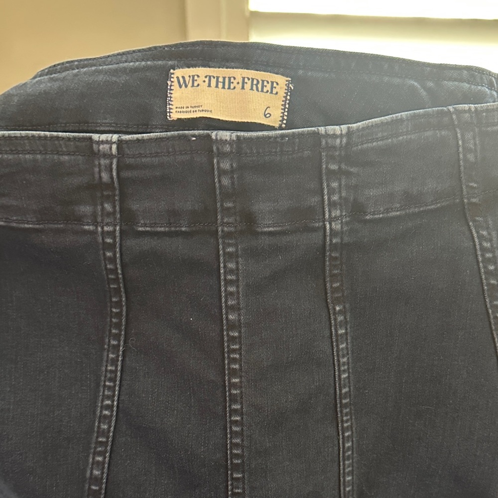 Free People Black Denim Skirt